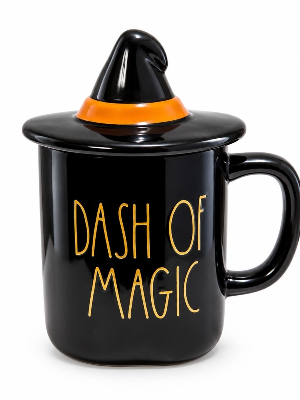 Rae Dunn Dash Of Magic Halloween Mug W/ Witches Hat Lid Black Orange